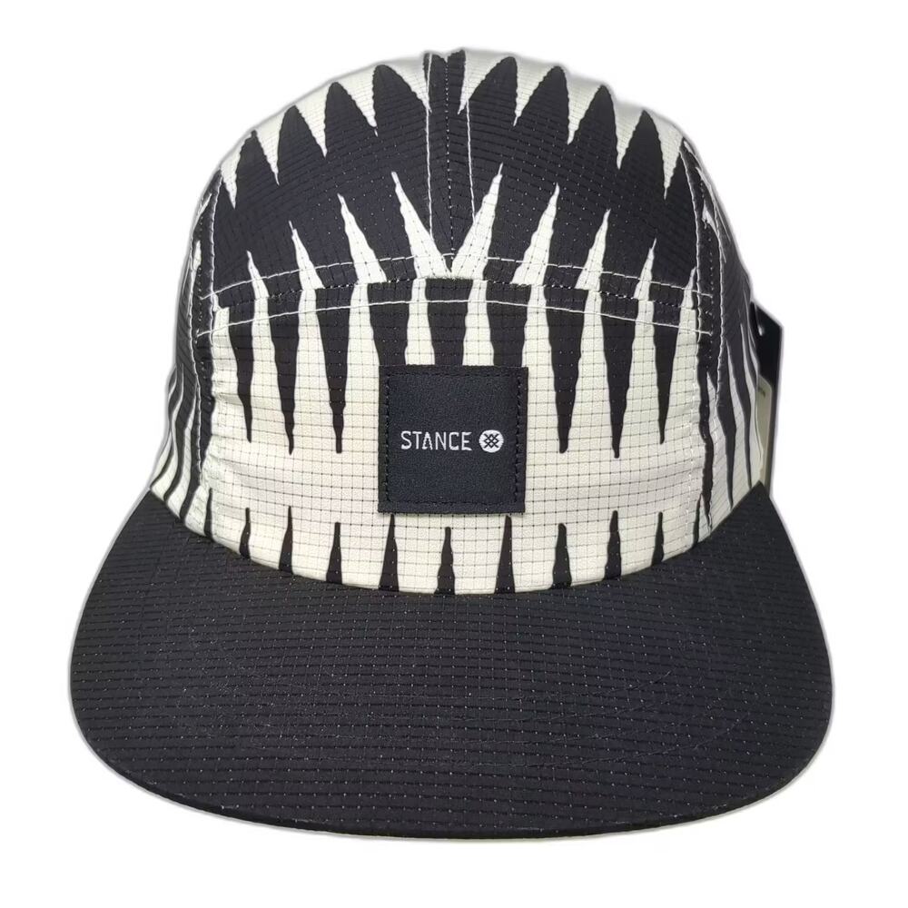 Stance 5 Panel Black White Zigzag Pattern Hat One Size OS Adjustable Strap